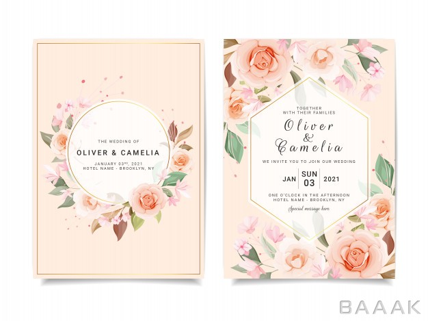کارت-دعوت-مدرن-Wedding-invitation-card-template-set-with-various-floral_496442503
