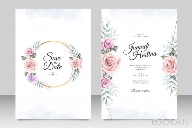 قاب-پرکاربرد-Wedding-invitation-card-template-with-golden-frame-floral-watercolor_923437230