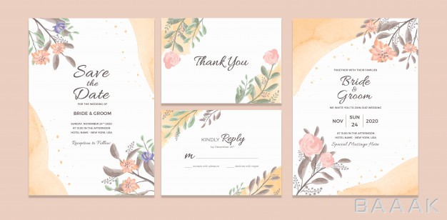 قاب-خلاقانه-Wedding-invitation-card-template-with-watercolor-floral-frame-decorations_378229266