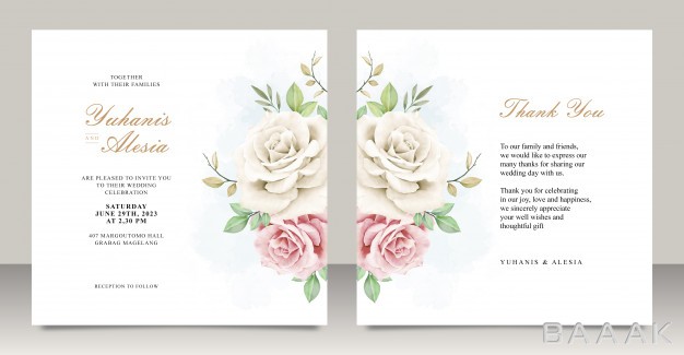 کارت-دعوت-خلاقانه-Wedding-invitation-card-with-floral-watercolor_676955665