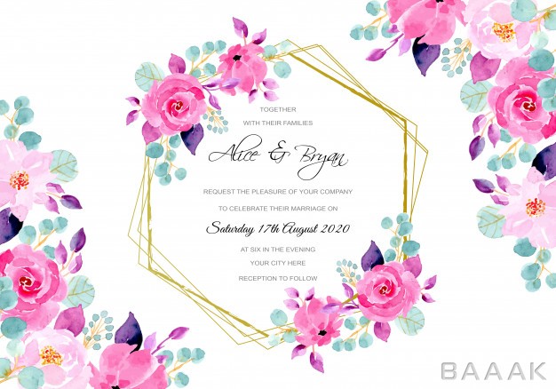 کارت-دعوت-خاص-و-خلاقانه-Wedding-invitation-card-with-pink-purple-floral-watercolor_196266236