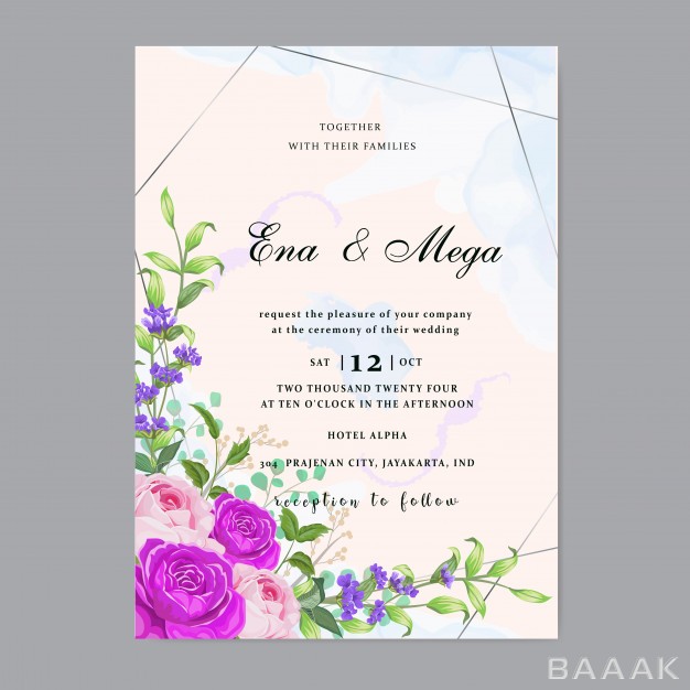 کارت-دعوت-جذاب-Wedding-invitation-with-beautiful-flowers-leaves_854388960