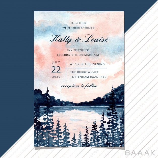 کارت-دعوت-مدرن-و-جذاب-Wedding-invitation-with-lake-landscape-watercolor_232881715