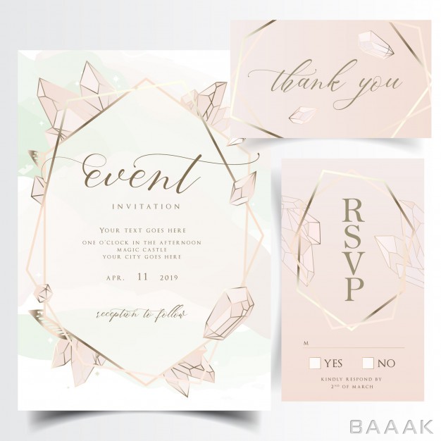 کارت-دعوت-خلاقانه-Geometric-floral-wedding-invitation-card-with-gemstones_852226151