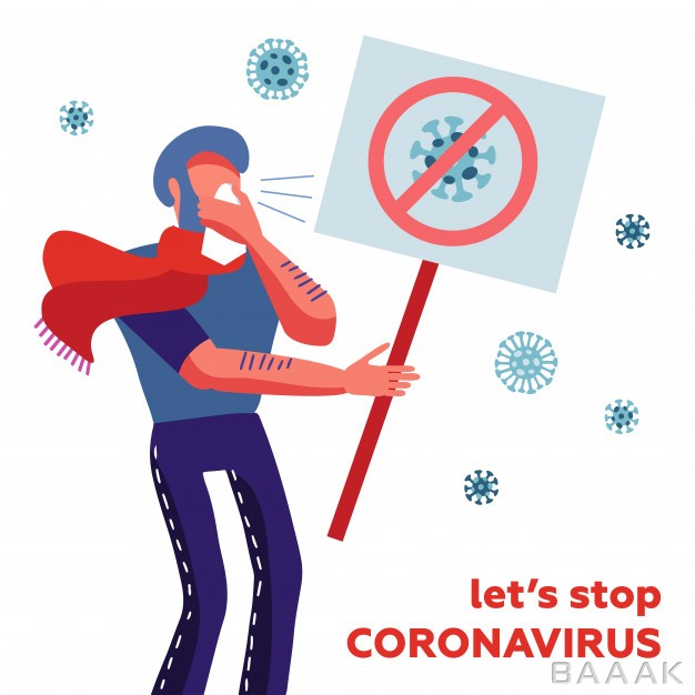 بنر-خاص-و-خلاقانه-Mers-cov-middle-east-respiratory-syndrome-coronavirus-novel-coronavirus-2019-ncov-infected-man-sneezing-into-handkerchief-with-banner-hand-let-s-stop-coronavirus_449429098