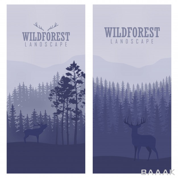بنر-فوق-العاده-Vertical-abstract-banners-wild-deer-forest-with-trunks-trees_958971913