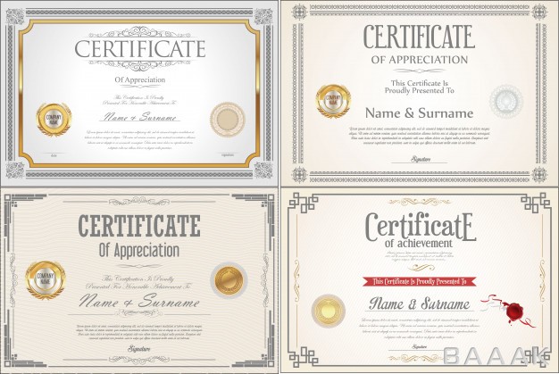 قالب-سرتیفیکیت-مدرن-Set-achievement-certificate-design-with-seals_113665961