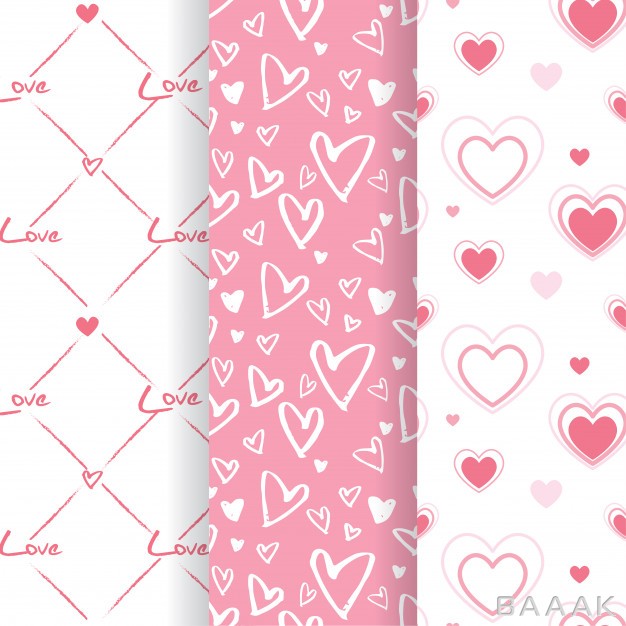 پترن-خلاقانه-Set-lovely-pink-heart-shape-seamless-patterns_204774382