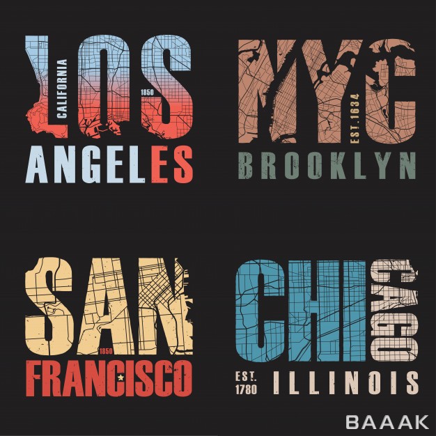 طرح-تیشرت-خاص-Set-us-cities-t-shirt-designs-vector-illustration_297894708