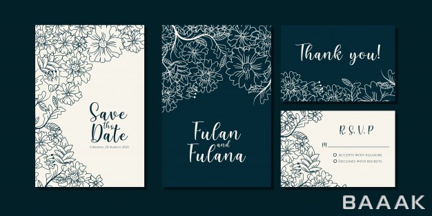 پس-زمینه-جذاب-Set-wedding-invitation-card-with-abstract-hand-drawn-doodle-botanical-wreath-floral-background-template_214804629