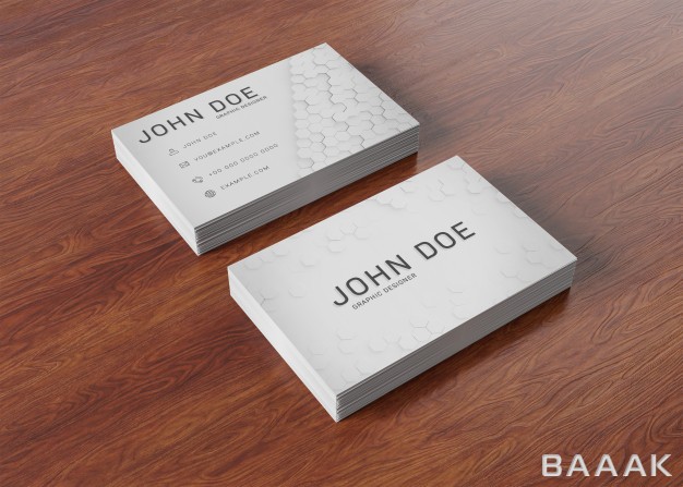 کارت-ویزیت-مدرن-و-جذاب-White-business-card-piles-wooden-surface-mockup_349630930