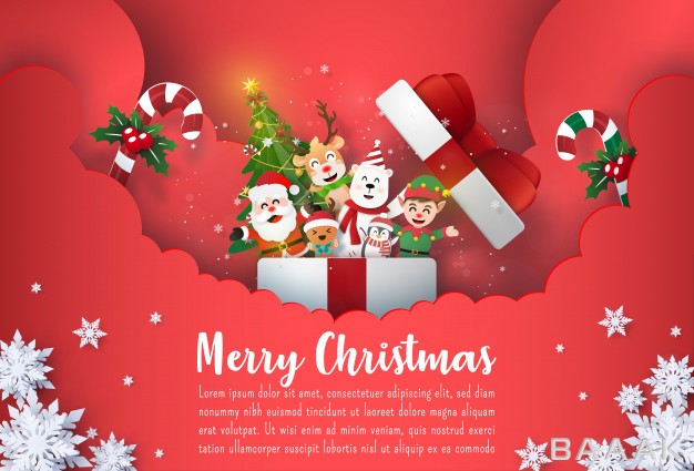 بنر-زیبا-و-جذاب-Christmas-postcard-banner-santa-claus-cute-cartoon-character-gift-box_640858631