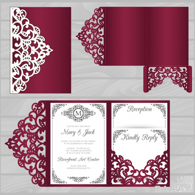 کارت-ویزیت-زیبا-و-جذاب-Die-laser-cut-wedding-card-template-tri-fold-pocket-envelope_875442340