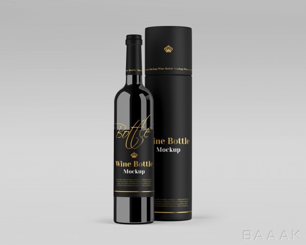 موکاپ-خاص-و-مدرن-Wine-bottle-mockup-with-round-box_533427182