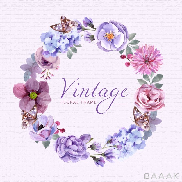 قاب-زیبا-و-جذاب-Vintage-floral-frame-with-watercolor_121587276