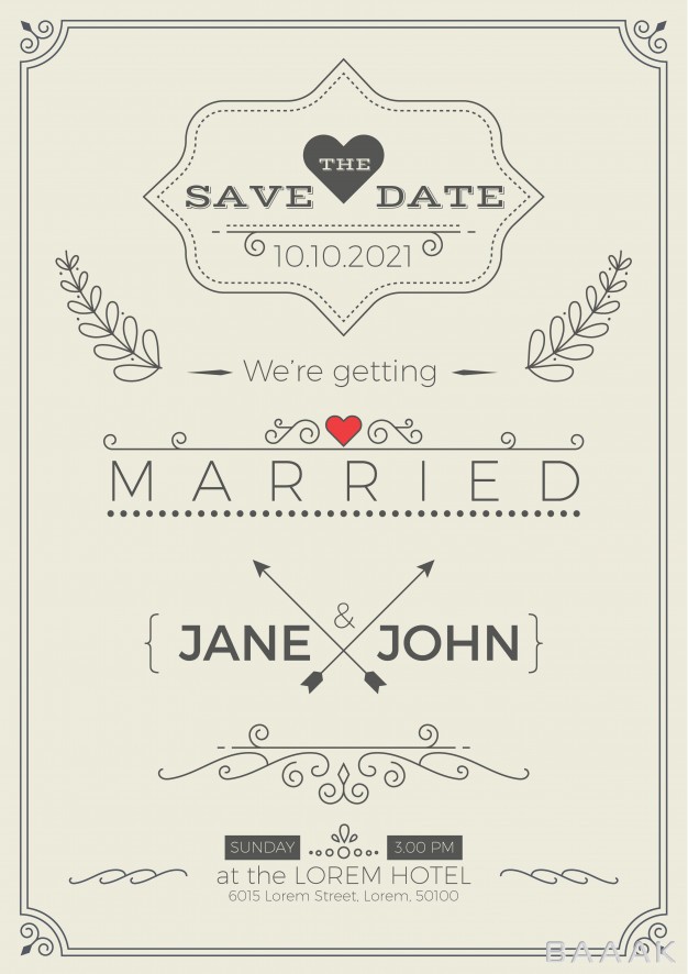 کارت-دعوت-زیبا-Vintage-wedding-invitation-card-template-with-clean-simple-layout-illustration_944314967
