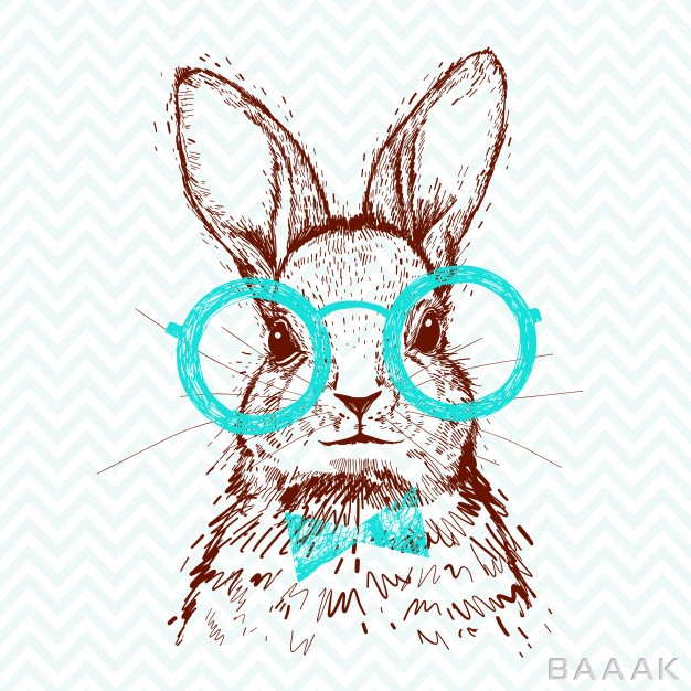 پوستر-خاص-و-خلاقانه-Hipster-stylish-rabbit-hand-drawn-sketch-poster_805841336