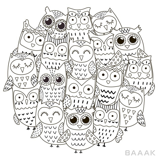 پترن-پرکاربرد-Circle-shape-pattern-with-cute-owls-coloring-book_659142194
