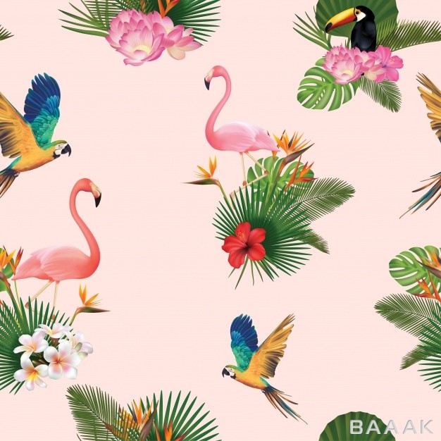 پس-زمینه-جذاب-و-مدرن-Birds-palm-tree-leaves-pattern-background_467649886