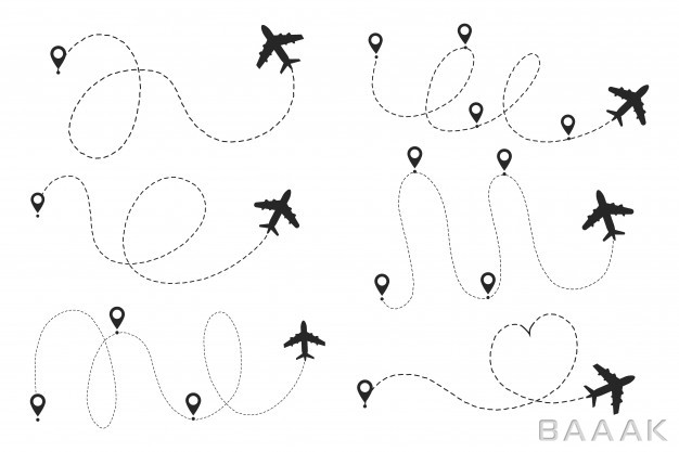 مجموعه-تصاویر-هواپیما-در-حال-حرکت-با-مبدا-و-مسیر-مشخص_269016093