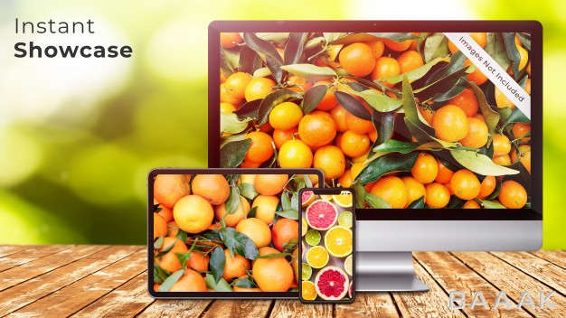 موکاپ-زیبا-Pixel-perfect-apple-device-mock-up-iphone-x-ipad-tablet-imac-screen-rustic-wooden-table-with-green-natural-organic-bokeh-design-psd-mock-up_347137699