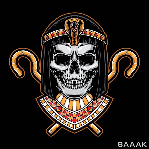 لوگو-خلاقانه-Skull-cleopatra-head-logo_371758630