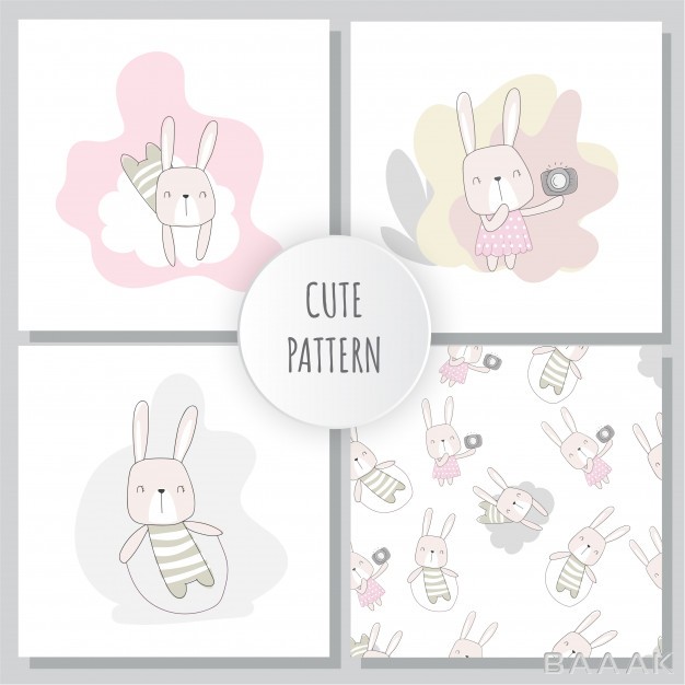 پترن-زیبا-و-خاص-Flat-pattern-cute-bunny-collection-set-animal_456848007