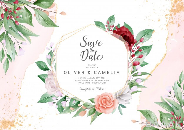 قاب-خلاقانه-Elegant-abstract-wedding-invitation-card-template-set-with-geometric-floral-frame_603321911