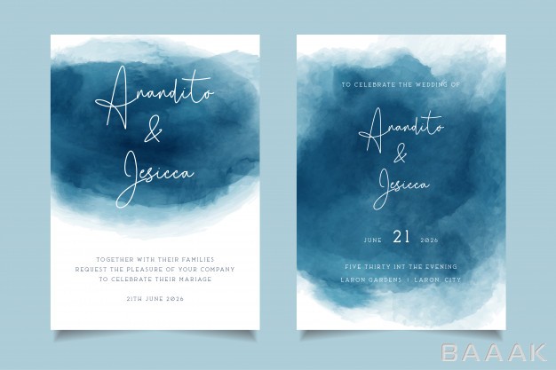 کارت-دعوت-جذاب-و-مدرن-Elegant-blue-waves-watercolor-wedding-invitation-with-abstract-style_820532220