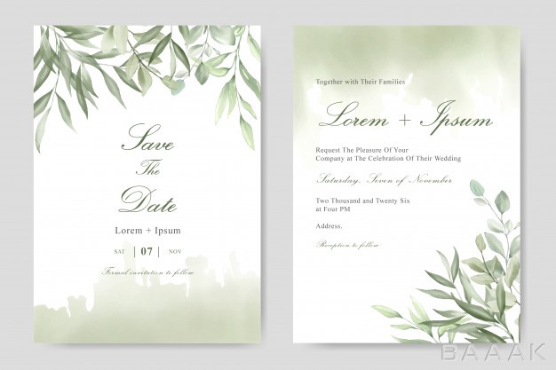 کارت-دعوت-خاص-و-خلاقانه-Elegant-watercolor-foliage-wedding-invitation-template-card_260926537