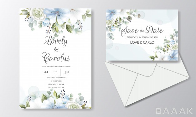 کارت-دعوت-زیبا-و-خاص-Elegant-wedding-invitation-card-template-set-with-floral-decoration_673944019