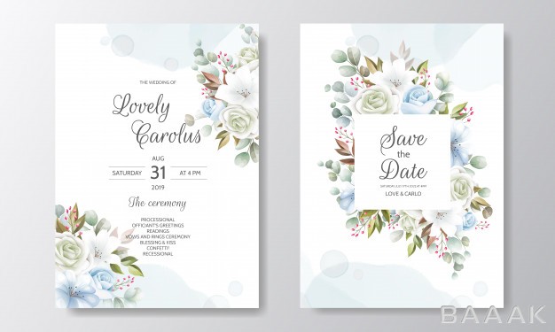 کارت-دعوت-خاص-Elegant-wedding-invitation-card-template-set-with-floral-decoration_311019045