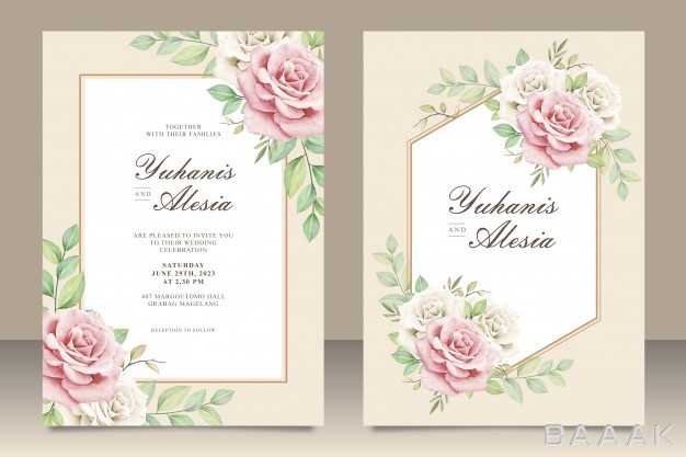 کارت-دعوت-فوق-العاده-Elegant-wedding-invitation-card-with-floral-bouquet_601683257