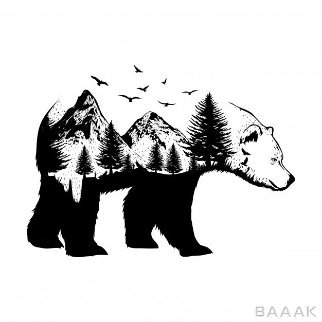 پس-زمینه-مدرن-و-جذاب-Illustration-bear-with-forest-background_784163627