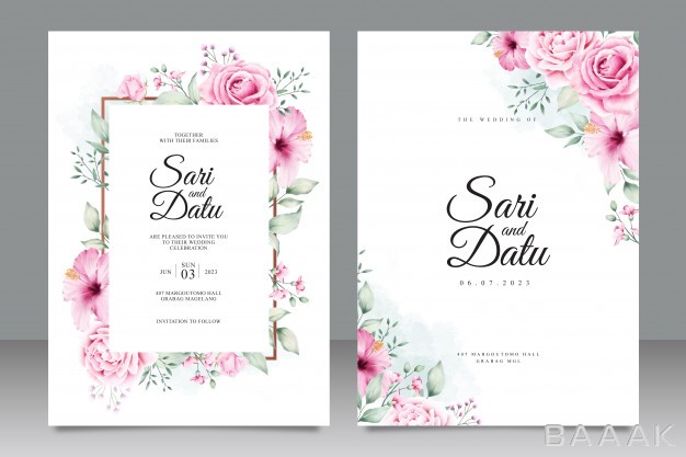 کارت-ویزیت-خاص-و-مدرن-Floral-watercolor-wedding-inviation-card-template_375536166