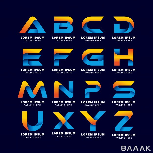 لوگو-مدرن-و-خلاقانه-Alphabet-letter-logo-template-gradients-style-blue-yellow-orange-color_663005199