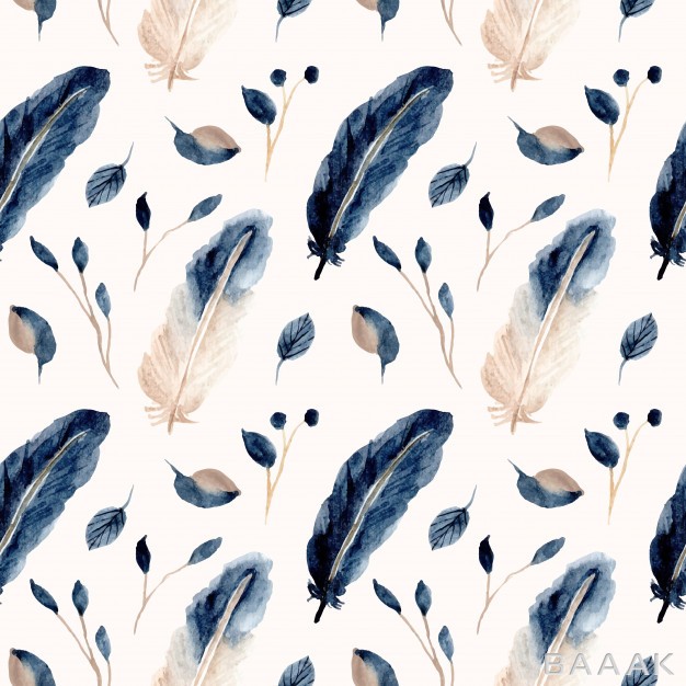 پترن-زیبا-و-جذاب-Blue-feather-leaf-watercolor-seamless-pattern_165262814