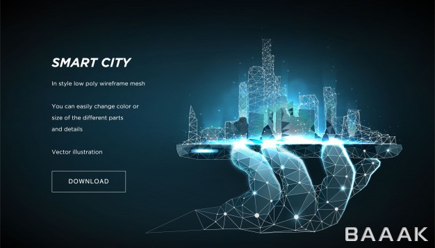 قاب-زیبا-و-جذاب-Smart-city-low-poly-wireframe-blue-banner-template-city-future-abstract-metropolis_288247690