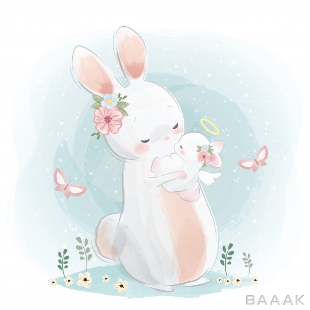 طرح-خرگوش-مادر-بامزه-کارتونی_628192053