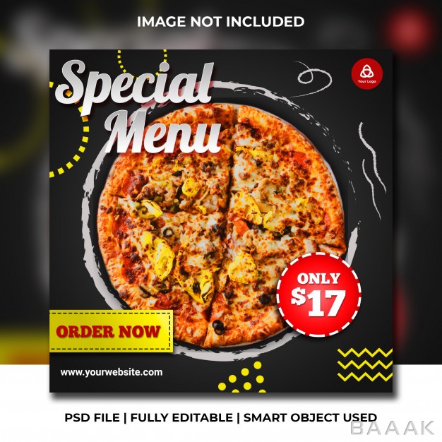 قالب-اینستاگرام-جذاب-و-مدرن-Instagram-social-media-template-pizza-restaurant-with-black-background-template_858203055