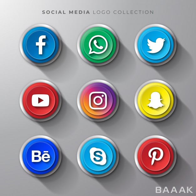 لوگو-زیبا-Social-media-logo-realistic-button-set_392737922