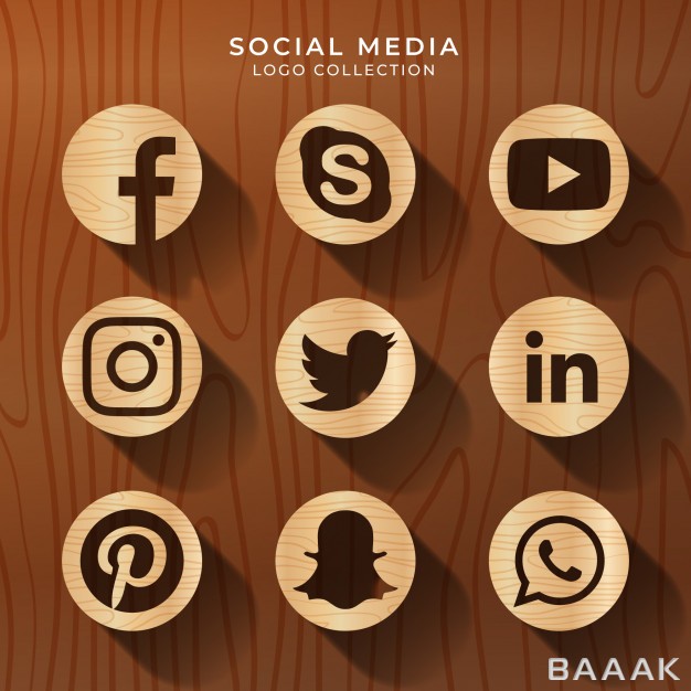لوگو-زیبا-و-جذاب-Social-media-logo-with-wood-texture_882264647