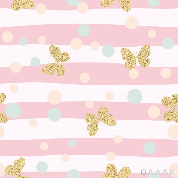 پترن-جذاب-Gold-glittering-butterflies-confetti-seamless-pattern_308067044