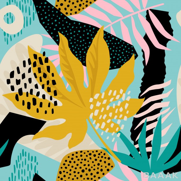 پترن-زیبا-Collage-contemporary-floral-hawaiian-pattern-vector-seamless-surface-design_618771897