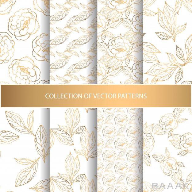 پترن-جذاب-و-مدرن-Collection-seamless-patterns-with-golden-floral-elements_545927224