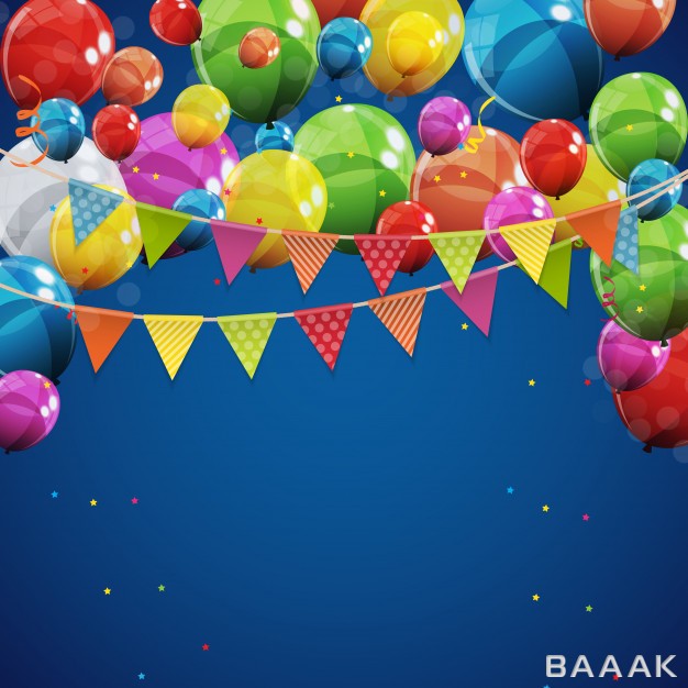 پس-زمینه-جذاب-و-مدرن-Color-glossy-happy-birthday-balloons-background-vector-illustration_385671989