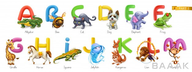 آیکون-مدرن-و-جذاب-Zoo-alphabet-funny-animals-3d-icons-set-letters-m-alligator-bee-cat-dog-elephant-frog-giraffe-horse-iguana-jellyfish-kangaroo-lion-monkey_257681211