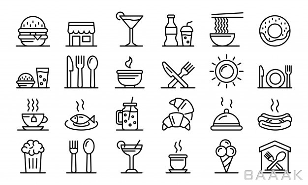 آیکون-فوق-العاده-Food-courts-icons-set-outline-style_567418151