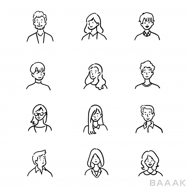 آیکون-خاص-و-مدرن-Doodle-set-avatar-office-workers-cheerful-people-hand-drawn-icon-style-character-design-illustration_295249860
