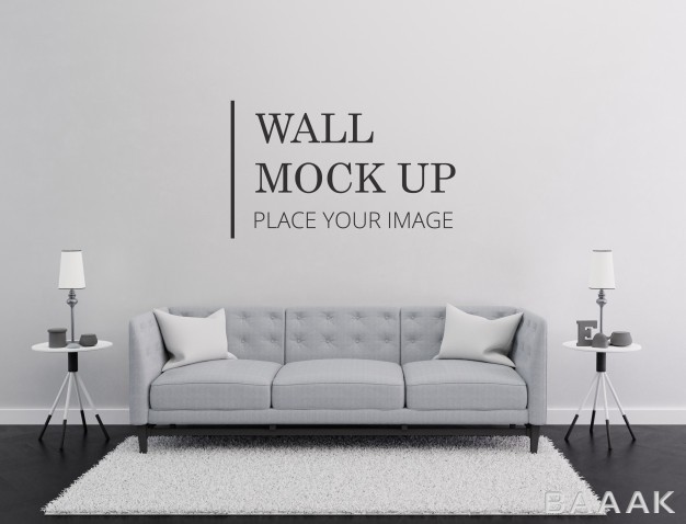 موکاپ-خاص-و-خلاقانه-Room-wall-mock-up-monochrome-minimalist-modern-living-room-with-sofa_287877650